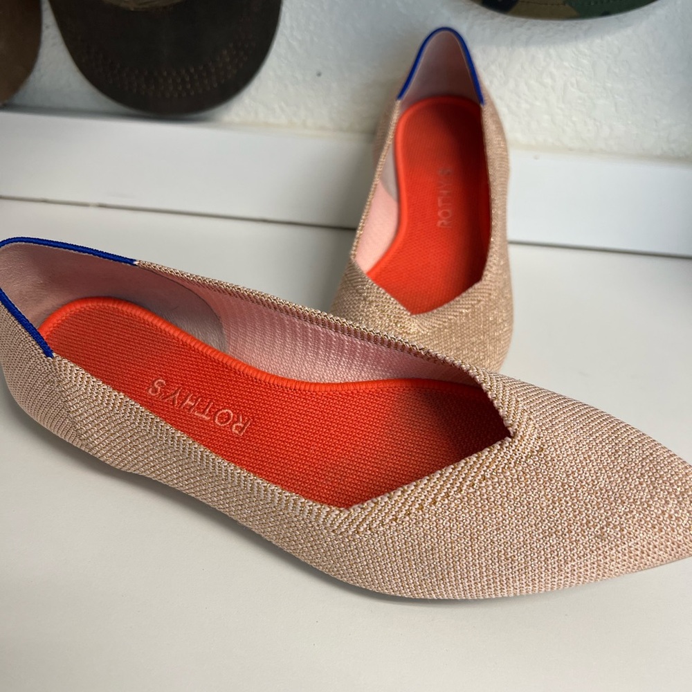 Rothy's Pink Shimmer Flats Sleek Minimalist Design